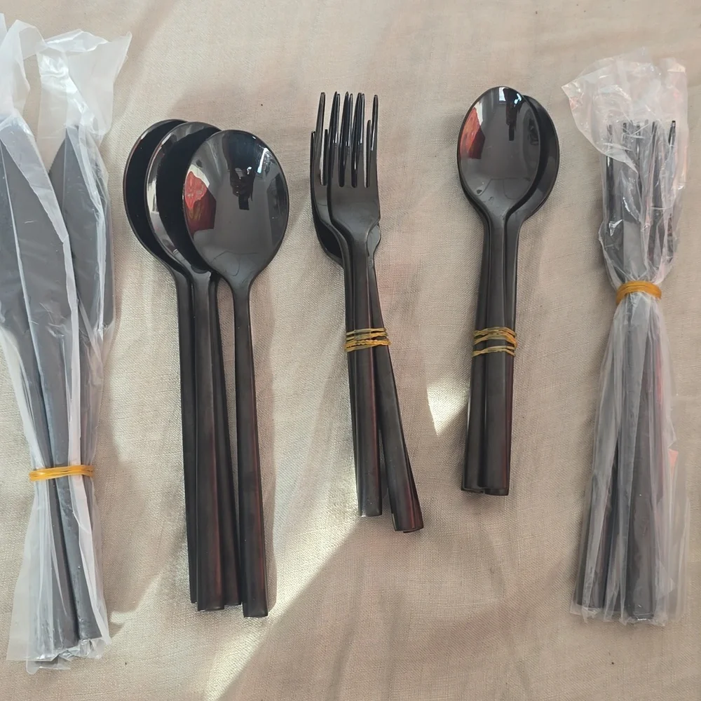 ❤️BUY 2 GET 1 FREE Rush 20-Piece Brushed Black Flatware Set, Retsil $139.00 USD